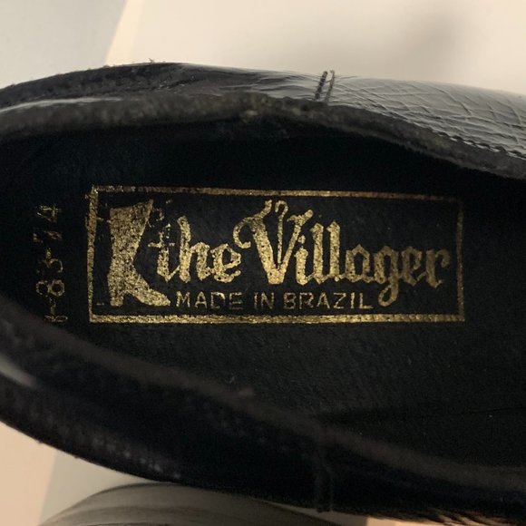Vintage 1970s The Villager Brand Platform Women's Dark Blue Leather Shoe… - Picture 7 of 9